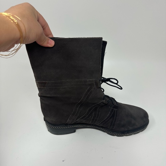 Stuart Weitzman Yadastud Gray Fold Down Studded Combat Boots Women's 10M - Picture 14 of 16